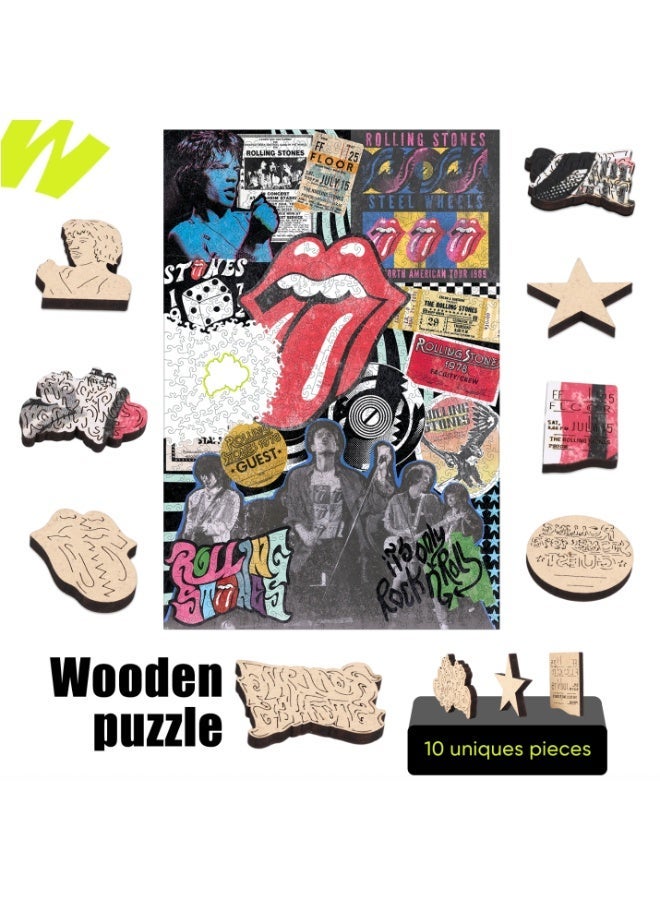 ROLLING STONES The Rolling Stones Official Licensed Rock & Roll Collage Wooden Puzzle – 600 Pieces | 14+ Premium Collectible Gift & Home Decor - Image 2